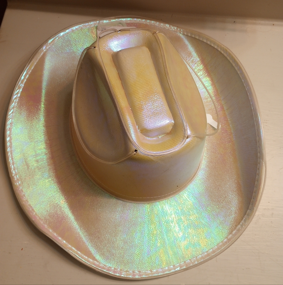Light Up White Iridescent Cowboy Hat - NWT - Picture 4 of 8